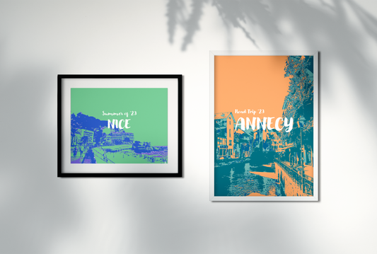 Framed Personalised Posters of Nice and Annecy