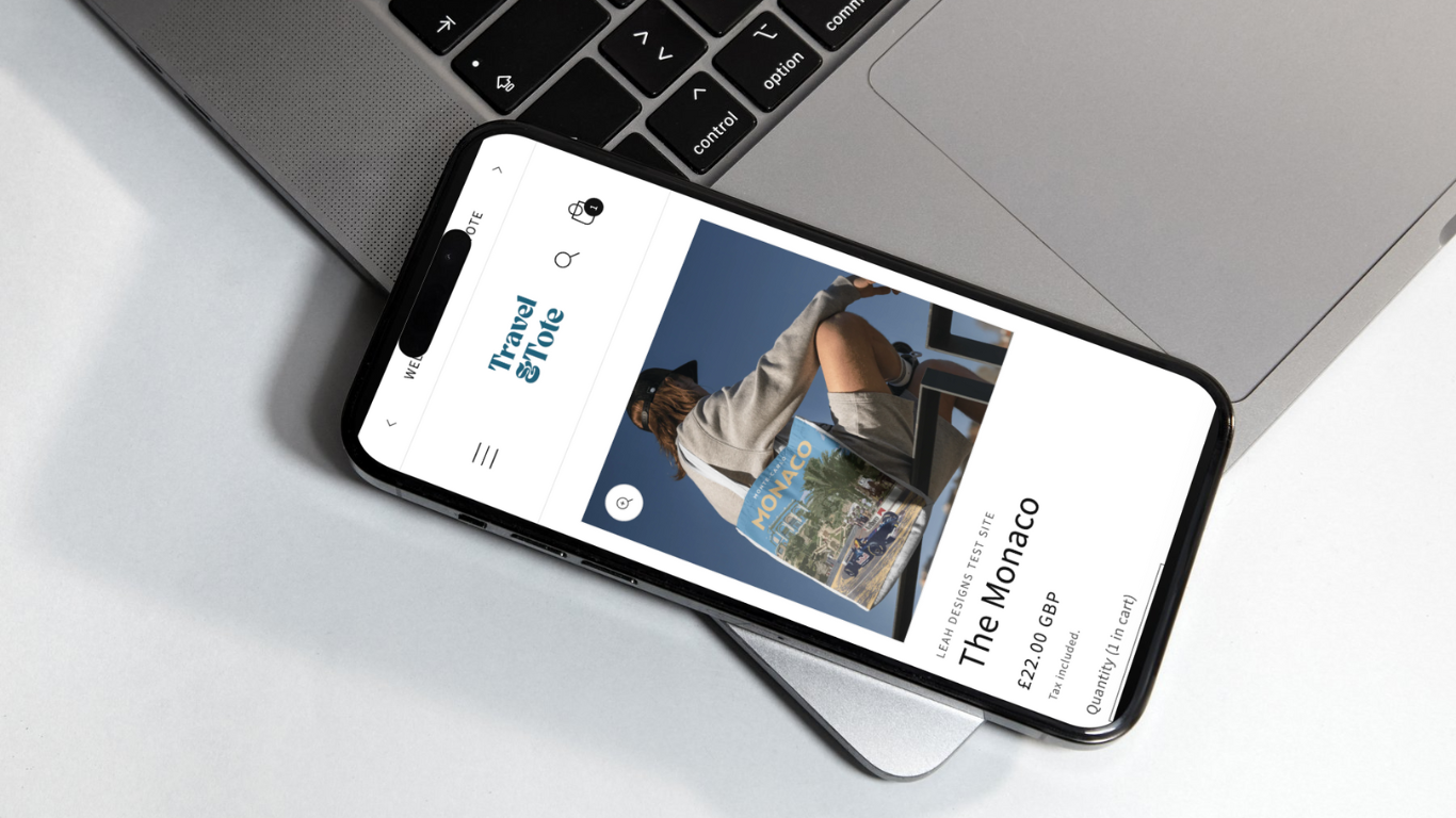 Shopify website product page on iPhone